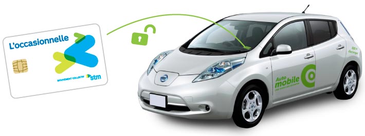 Use your Occasionnelle card to access the Communauto electric vehicle
